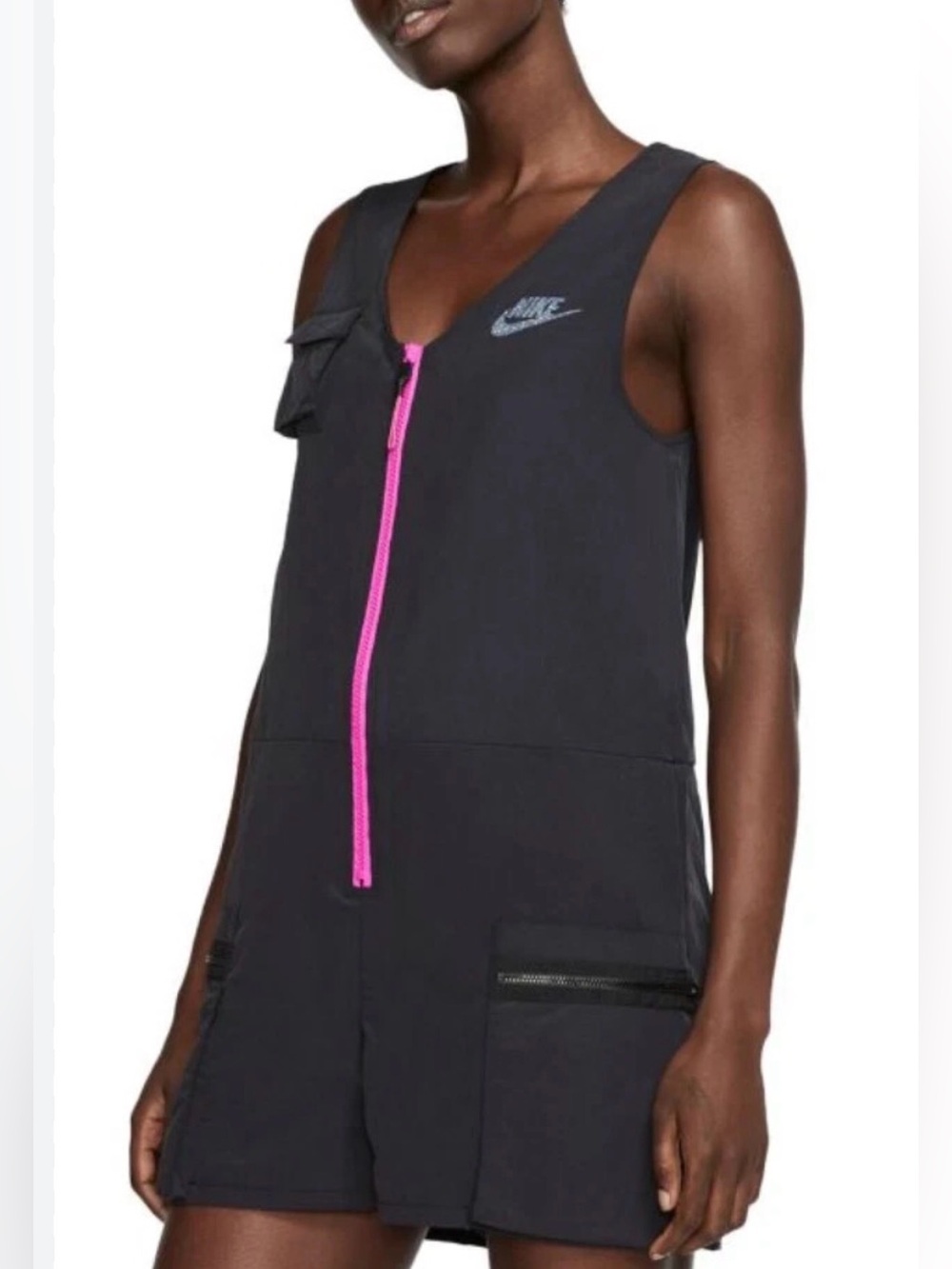 Nike Black Romper with Hot Pink Front Zip